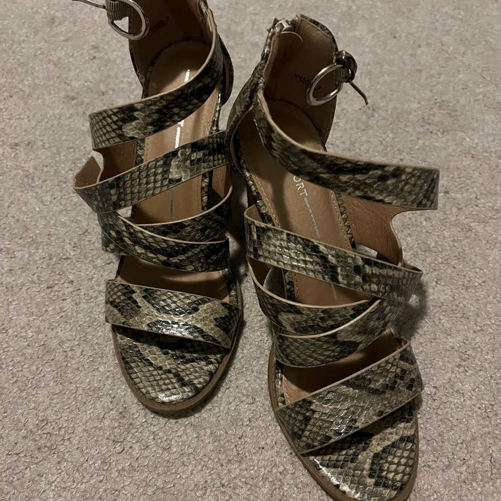 Report Snakeskin Multi-Strap Sandals